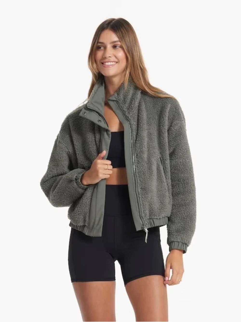 Vuori Olive Green Cozy Sherpa Jacket